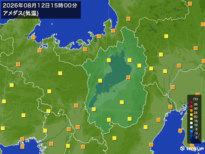 滋賀県の過去のアメダス実況(2026年08月12日)(気温) – 日本気象協会 tenki.jp 滋賀県の過去のアメダス実況(2026年08月12日)(気温) - 日本気象協会 tenki.jp