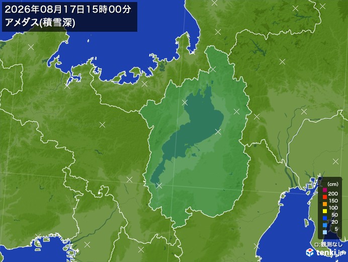 滋賀県の過去のアメダス実況(2026年08月17日)(積雪深) - 日本気象協会 tenki.jp