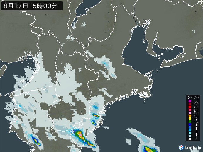 三重県の過去の雨雲レーダー(2026年08月17日) – 日本気象協会 tenki.jp 三重県の雨雲レーダー(2026年08月17日)