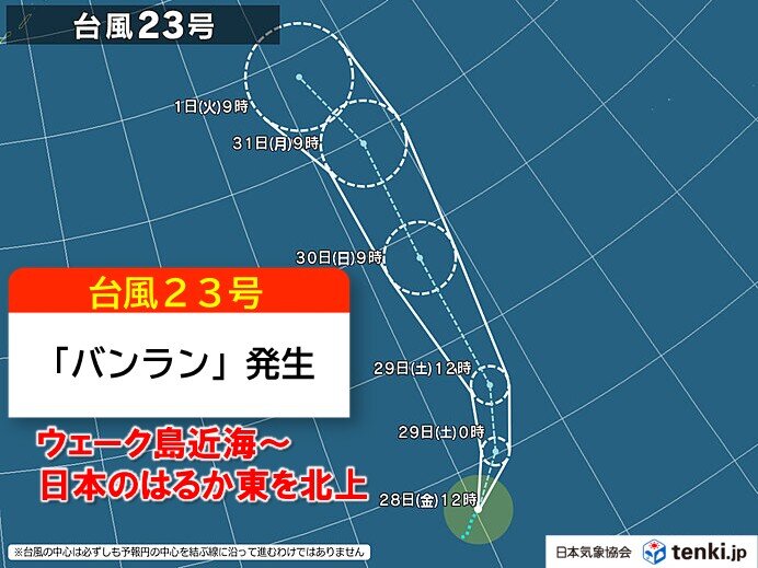 【速報】台風23号「バンラン」が発生しトリプル台風に 日本への影響ない見込み(気象予報士 日直主任 2026年08月28日) – tenki.jp 【速報】台風23号「バンラン」が発生しトリプル台風に 日本への影響ない見込み