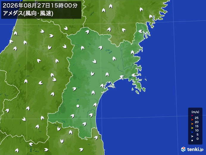 宮城県の過去のアメダス実況(2026年08月27日)(風向・風速) – 日本気象協会 tenki.jp 宮城県の過去のアメダス実況(2026年08月27日)(風向・風速) - 日本気象協会 tenki.jp