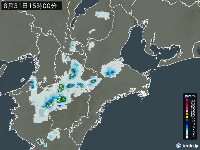 三重県の過去の雨雲レーダー(2026年08月31日) – 日本気象協会 tenki.jp 三重県の雨雲レーダー(2026年08月31日)