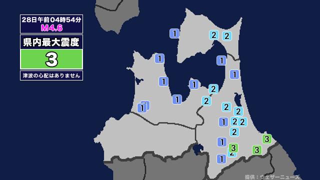 【地震】青森県内で震度3 青森県東方沖を震源とする最大震度3の地震が発生 津波の心配なし(ABA青森朝日放送) – Yahoo!ニュース 【地震】青森県内で震度3 青森県東方沖を震源とする最大震度3の地震が発生 津波の心配なし(ABA青森朝日放送) - Yahoo!ニュース