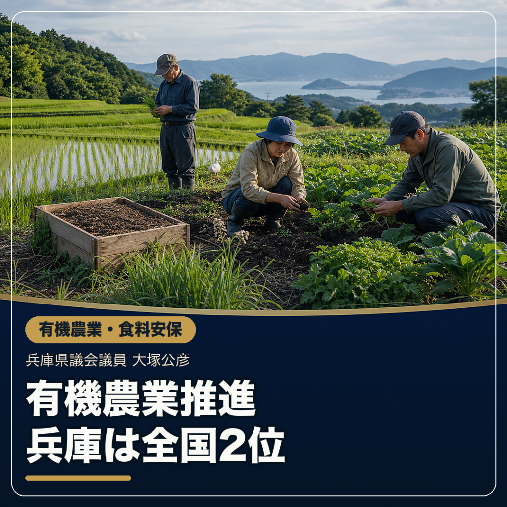 有機農業の推進自治体3年で3倍 兵庫は全国2位に【神戸市北区】兵庫県議会議員 大塚公彦 – おおつか公彦(オオツカキミヒコ) | 選挙ドットコム 有機農業の推進自治体3年で3倍 兵庫は全国2位に【神戸市北区】兵庫県議会議員 大塚公彦 - おおつか公彦(オオツカキミヒコ) | 選挙ドットコム