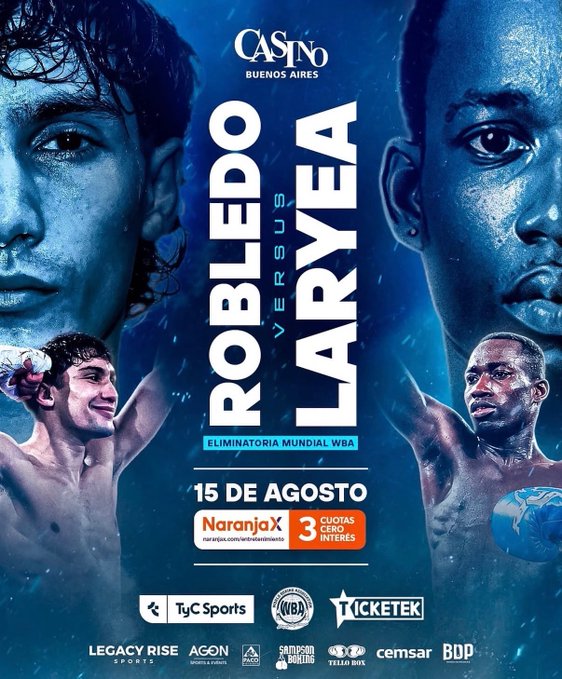 WBA世界フェザー級挑戦者決定戦 ロブレドvsラリア 結果 アルゼンチン・KOドラッグ興行 – BOXING MASTER Adrian Robledoohn vs. John Laryea
