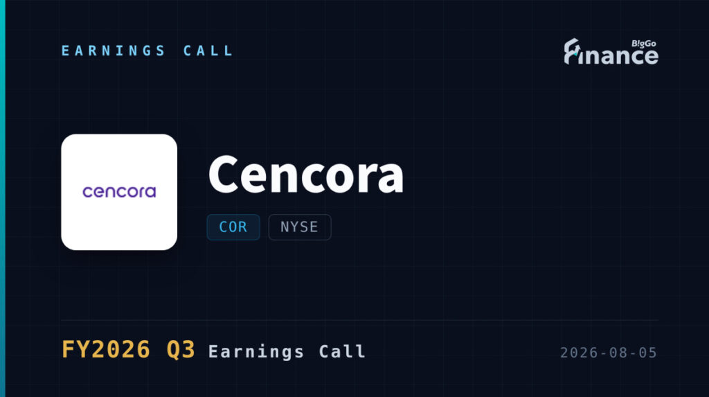 【COR FY2026 Q3 決算説明会】センコラ、米国ヘルスケア事業が再加速、営業利益16%増。MSO好調とGLP-1需要拡大で通期EPS見通しを最大17.95ドルに上方修正 — BigGo ファイナンス 【COR FY2026 Q3 決算説明会】センコラ、米国ヘルスケア事業が再加速、営業利益16%増。MSO好調とGLP-1需要拡大で通期EPS見通しを最大17.95ドルに上方修正 — BigGo ファイナンス