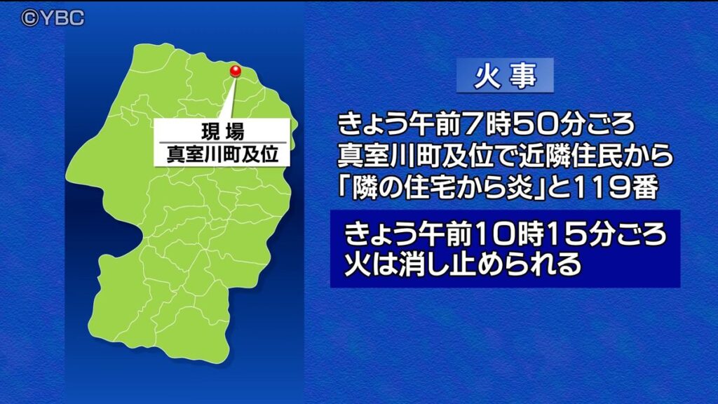 町役場近くの住宅で火事 けが人なし 山形県真室川町(2026年8月13日掲載)|YBC NEWS NNN 共有