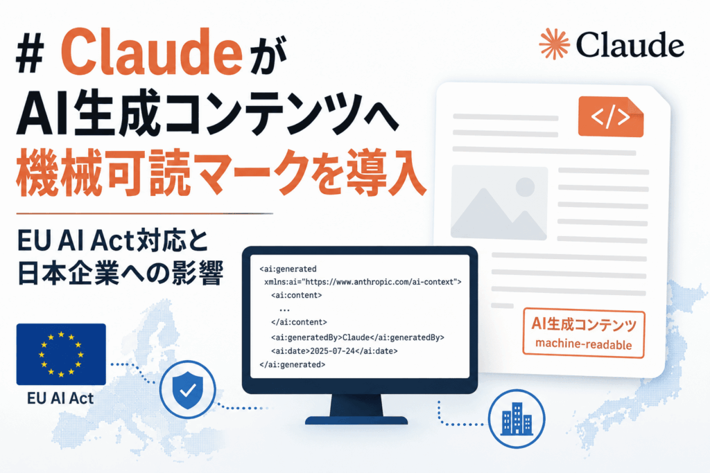 ClaudeがAI生成コンテンツへ機械可読マークを導入、EU AI Act対応と日本企業への影響|セキュリティニュースのセキュリティ対策Lab ClaudeがAI生成コンテンツへ機械可読マークを導入、EU AI Act対応と日本企業への影響