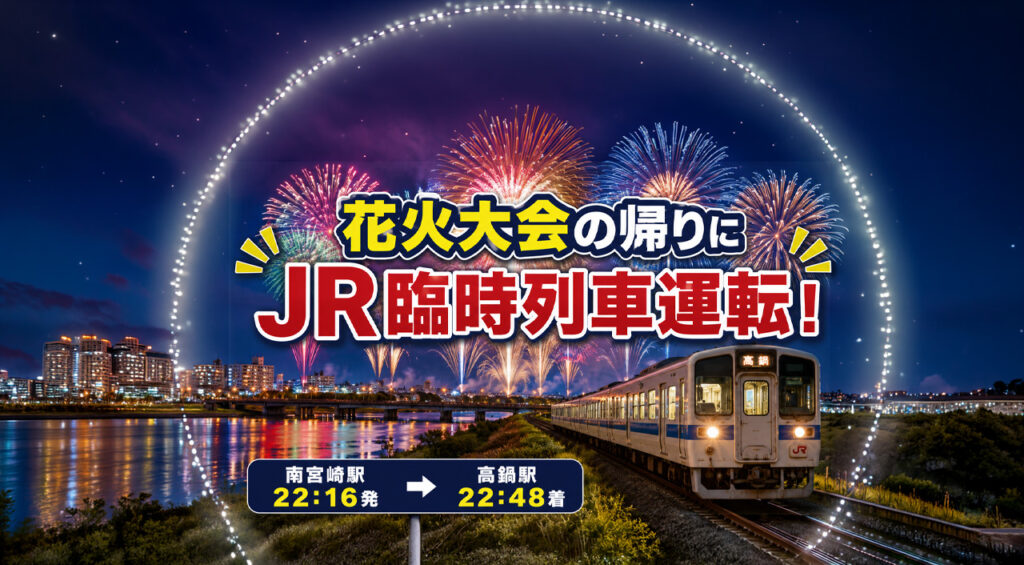 みやざき納涼花火大会2026でJR臨時列車運転|南宮崎22時16分発・高鍋行き|ほんみや宮崎 – ほんみや宮崎 みやざき納涼花火大会2026でJR臨時列車運転|南宮崎22時16分発・高鍋行き|ほんみや宮崎