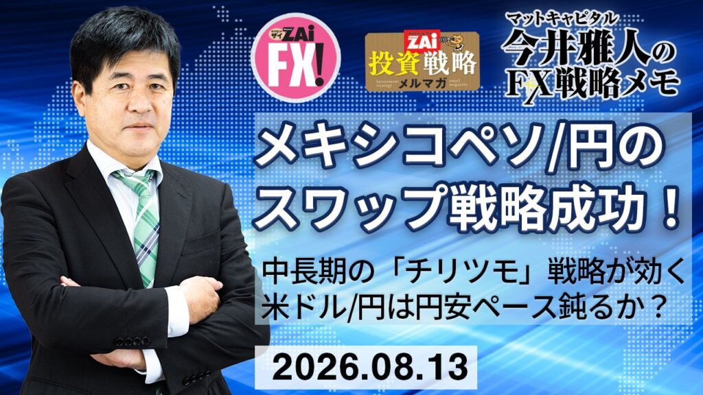 メキシコペソ/円ロングでスワップポイントの威力を実感! 中長期の「チリツモ」が効く。米ドル/円は円安ペースが鈍っても円高方向には戻らない|今井雅人の「どうする? どうなる? 日本経済、世界経済」 – ザイFX! メキシコペソ/円ロングでスワップポイントの威力を実感! 中長期の「チリツモ」が効く。米ドル/円は円安ペースが鈍っても円高方向には戻らない|今井雅人の「どうする? どうなる? 日本経済、世界経済」 - ザイFX!