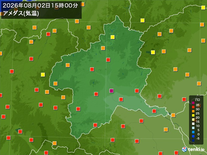 群馬県の過去のアメダス実況(2026年08月02日)(気温) - 日本気象協会 tenki.jp