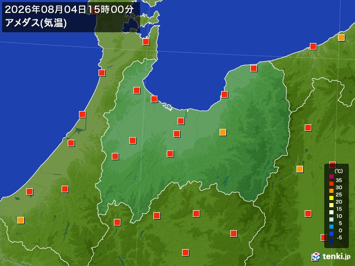 富山県の過去のアメダス実況(2026年08月04日)(気温) – 日本気象協会 tenki.jp 富山県の過去のアメダス実況(2026年08月04日)(気温) - 日本気象協会 tenki.jp