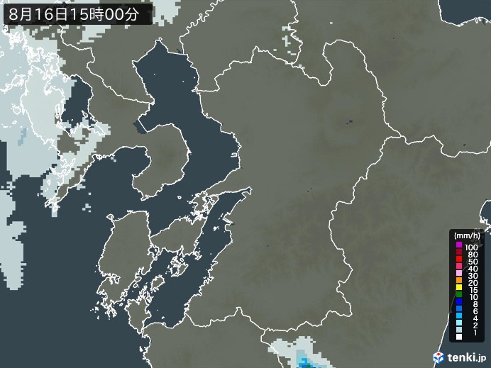 熊本県の過去の雨雲レーダー(2026年08月16日) – 日本気象協会 tenki.jp 熊本県の雨雲レーダー(2026年08月16日)