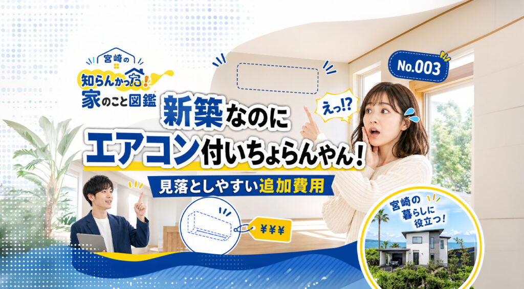 宮崎の知らんかった!家のこと図鑑 No.003|新築なのにエアコン付いちょらんやん!|ほんみや宮崎 – ほんみや宮崎 宮崎の知らんかった!家のこと図鑑 No.003|新築なのにエアコン付いちょらんやん!|ほんみや宮崎