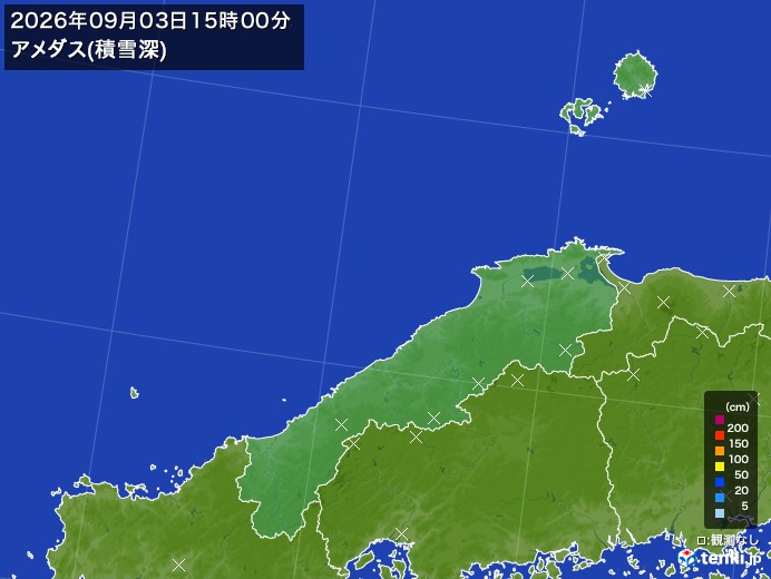 島根県の過去のアメダス実況(2026年09月03日)(積雪深) - 日本気象協会 tenki.jp