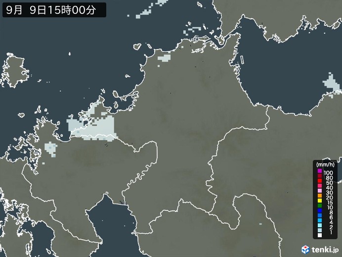 福岡県の過去の雨雲レーダー(2026年09月09日) – 日本気象協会 tenki.jp 福岡県の雨雲レーダー(2026年09月09日)