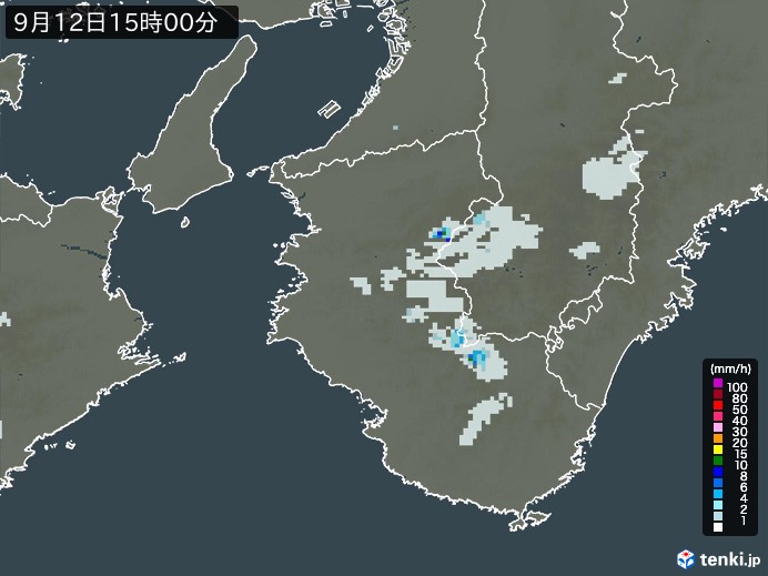 和歌山県の雨雲レーダー(2026年09月12日)