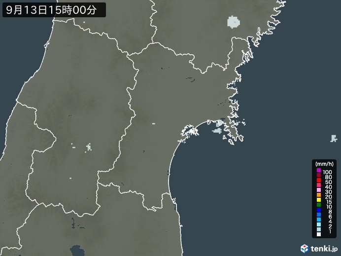 宮城県の過去の雨雲レーダー(2026年09月13日) – 日本気象協会 tenki.jp 宮城県の雨雲レーダー(2026年09月13日)
