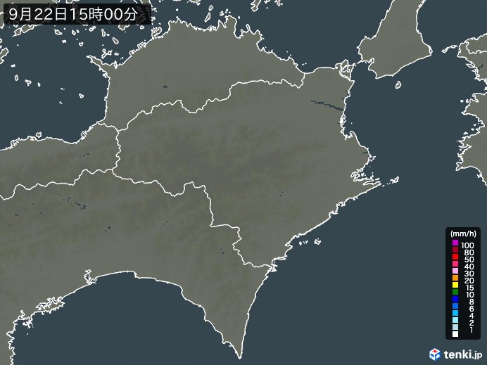 徳島県の雨雲レーダー(2026年09月22日)