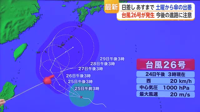 日差し25日まで 土曜から傘の出番 台風26号が発生 今後の進路に注意【佐賀県】(佐賀ニュース サガテレビ)|dメニューニュース(NTTドコモ) 日差し25日まで 土曜から傘の出番 台風26号が発生 今後の進路に注意【佐賀県】