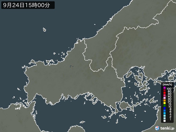 山口県の雨雲レーダー(2026年09月24日)