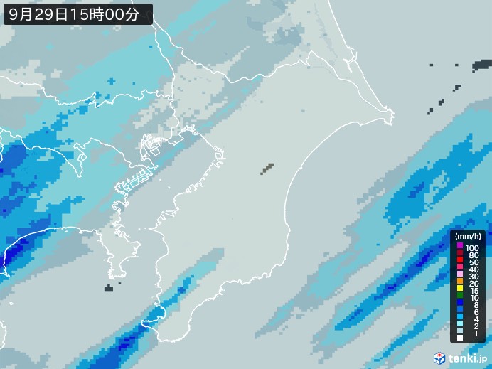 千葉県の雨雲レーダー(2026年09月29日)