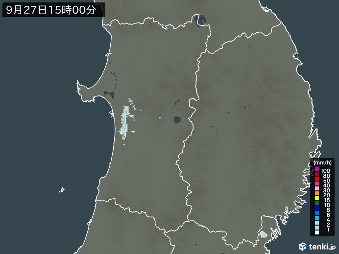 秋田県の過去の雨雲レーダー(2026年09月27日) – 日本気象協会 tenki.jp 秋田県の雨雲レーダー(2026年09月27日)