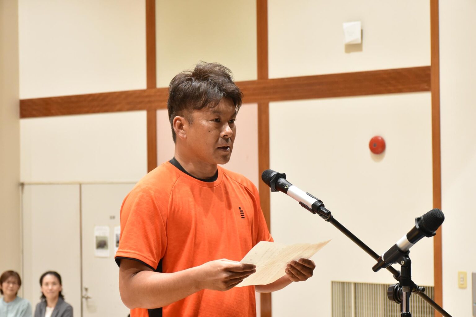 第79回大分県民スポーツ大会 竹田市選手団結団式/竹田市 勲功賞謝辞:受賞者代表 宮原 亨 選手(ソフトテニス競技)
