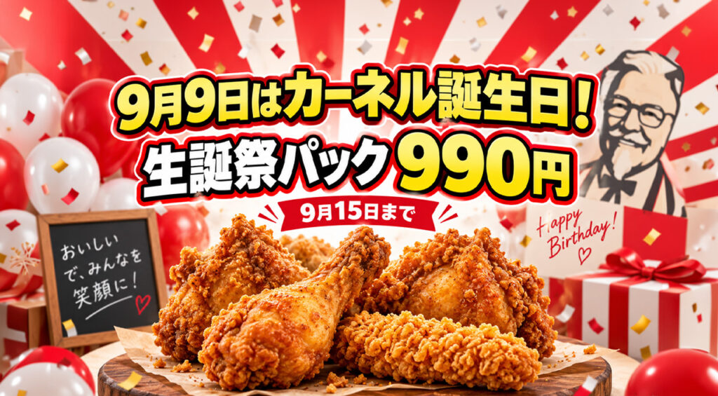 【宮崎・2026】KFCカーネル生誕祭パック990円!9月15日まで|ほんみや宮崎 – ほんみや宮崎 【宮崎・2026】KFCカーネル生誕祭パック990円!9月15日まで|ほんみや宮崎