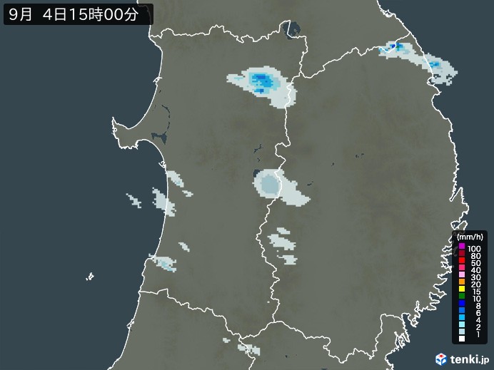 秋田県の過去の雨雲レーダー(2026年09月04日) – 日本気象協会 tenki.jp 秋田県の雨雲レーダー(2026年09月04日)