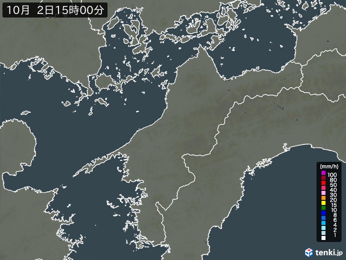 愛媛県の過去の雨雲レーダー(2026年10月02日) – 日本気象協会 tenki.jp 愛媛県の雨雲レーダー(2026年10月02日)