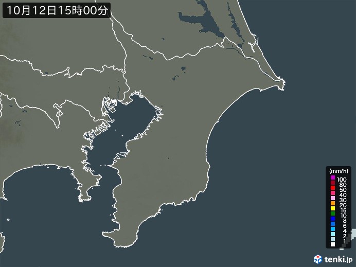 千葉県の雨雲レーダー(2026年10月12日)