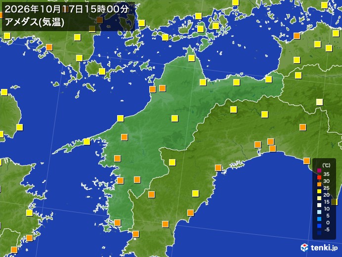 愛媛県の過去のアメダス実況(2026年10月17日)(気温) – 日本気象協会 tenki.jp 愛媛県の過去のアメダス実況(2026年10月17日)(気温) - 日本気象協会 tenki.jp