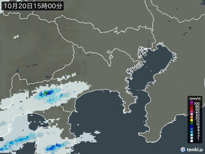 神奈川県の過去の雨雲レーダー(2026年10月20日) – 日本気象協会 tenki.jp 神奈川県の雨雲レーダー(2026年10月20日)