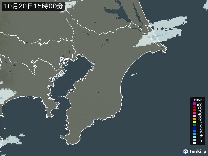 千葉県の雨雲レーダー(2026年10月20日)