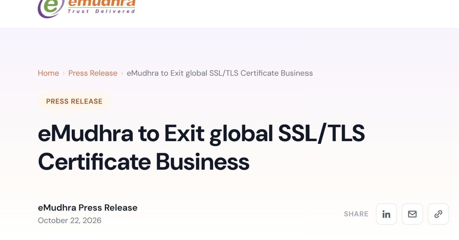 認証局eMudhra、SSL/TLS証明書事業から撤退へ　秘密鍵問題受け──既存顧客の証明書は無償で置き換え - ITmedia NEWS