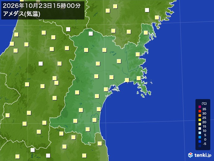宮城県の過去のアメダス実況(2026年10月23日)(気温) - 日本気象協会 tenki.jp
