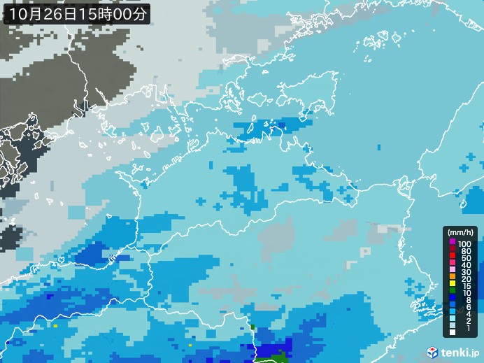 香川県の雨雲レーダー(2026年10月26日)