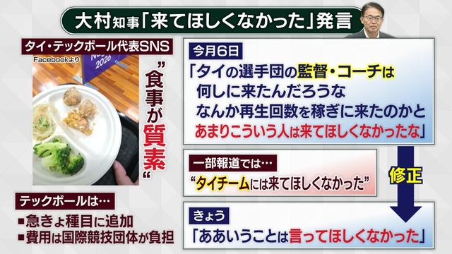 愛知・大村知事「来てほしくなかった」発言を修正　事実と異なる報道には抗議も　発端はタイ代表の「ホテルの食事質素」動画投稿