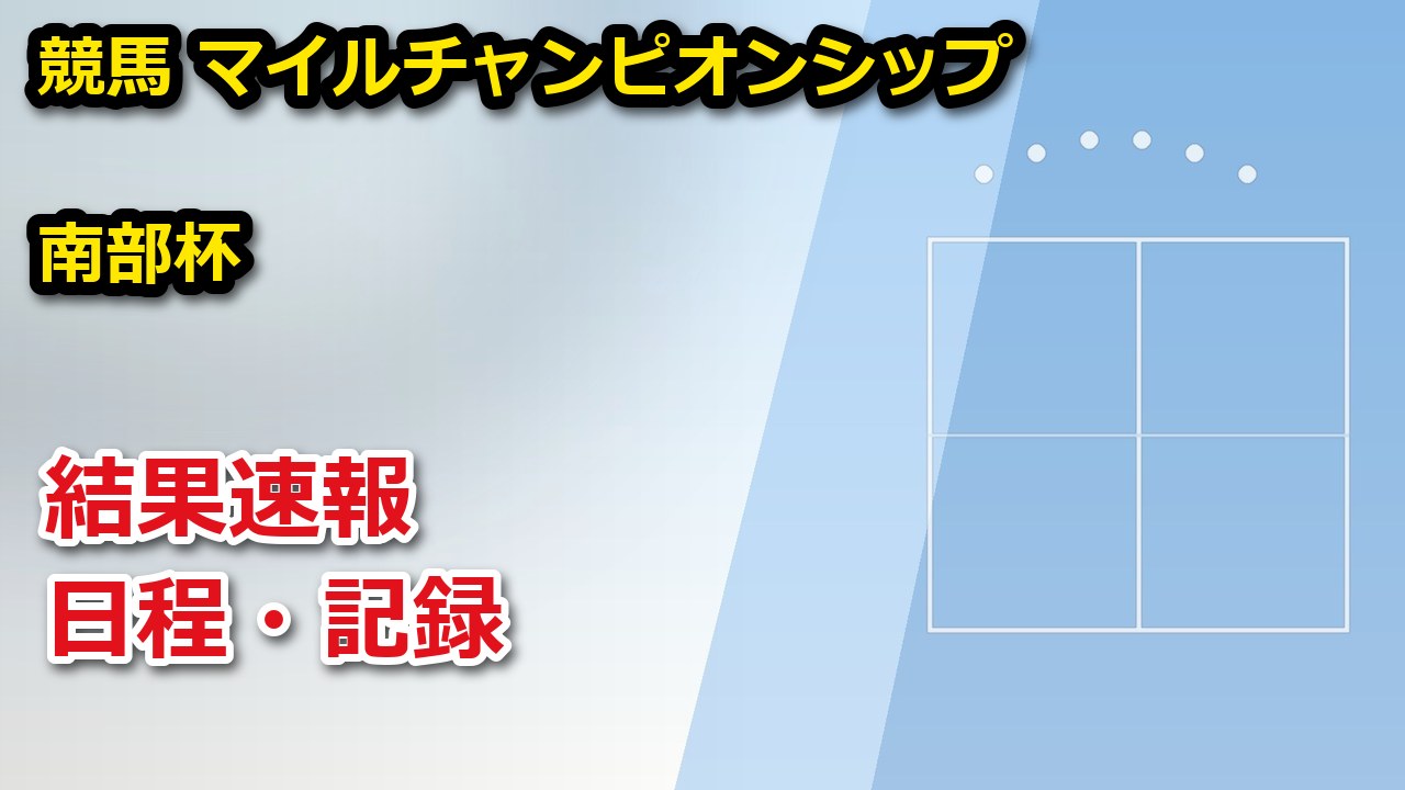 【岩手県】マイルチャンピオンシップ南部杯(JpnI) 2026【競馬】 結果速報・日程・放送予定（配信）｜岩手県競馬組合
