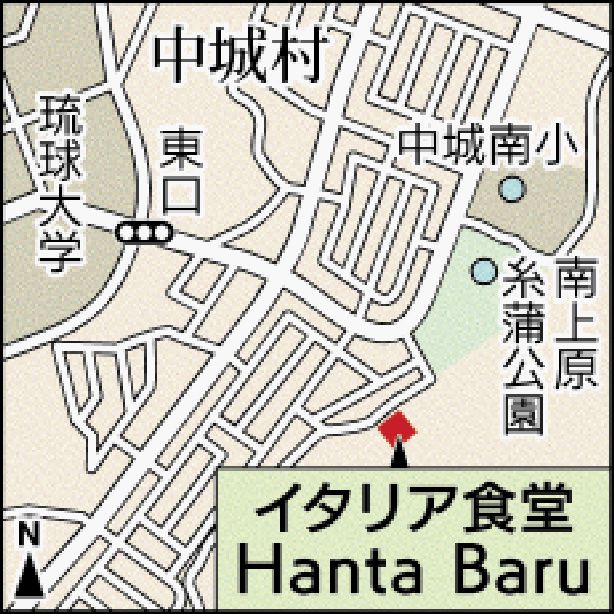 【地図】イタリア食堂Hanta Baru