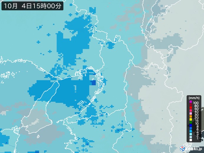 大阪府の雨雲レーダー(2026年10月04日)