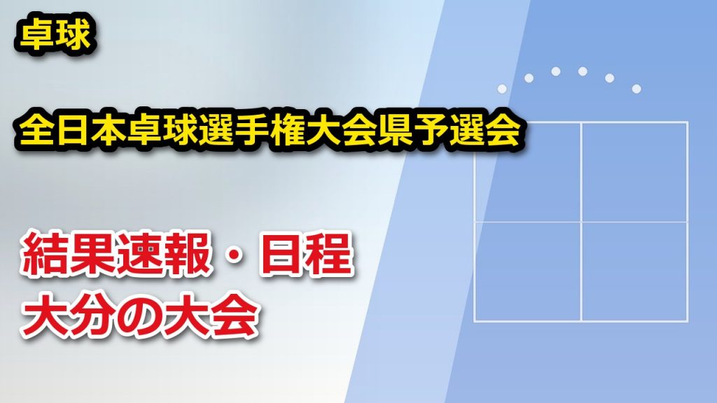 令和8年度 全日本卓球選手権大会県予選会【卓球】結果速報・日程|大分 – ぐぐスポ! 令和8年度 全日本卓球選手権大会県予選会 卓球 結果速報・日程