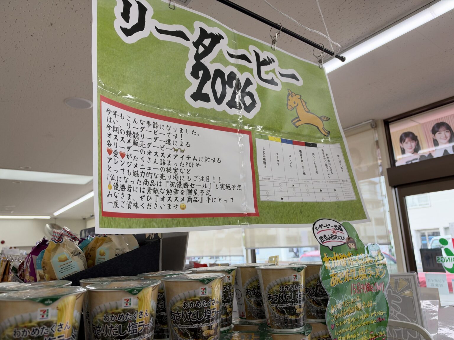 今年は6商品が出走!セブンイレブン東大阪小若江4丁目店で「リーダービー2026」開催中。週ひがの本命は? – 週刊ひがしおおさか 今年は6商品が出走!セブンイレブン東大阪小若江4丁目店で「リーダービー2026」開催中。週ひがの本命は? - 週刊ひがしおおさか